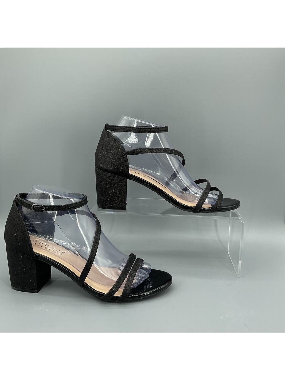 NEW Journee Collections Women’s Bella Sandals Black Glitter Size 8